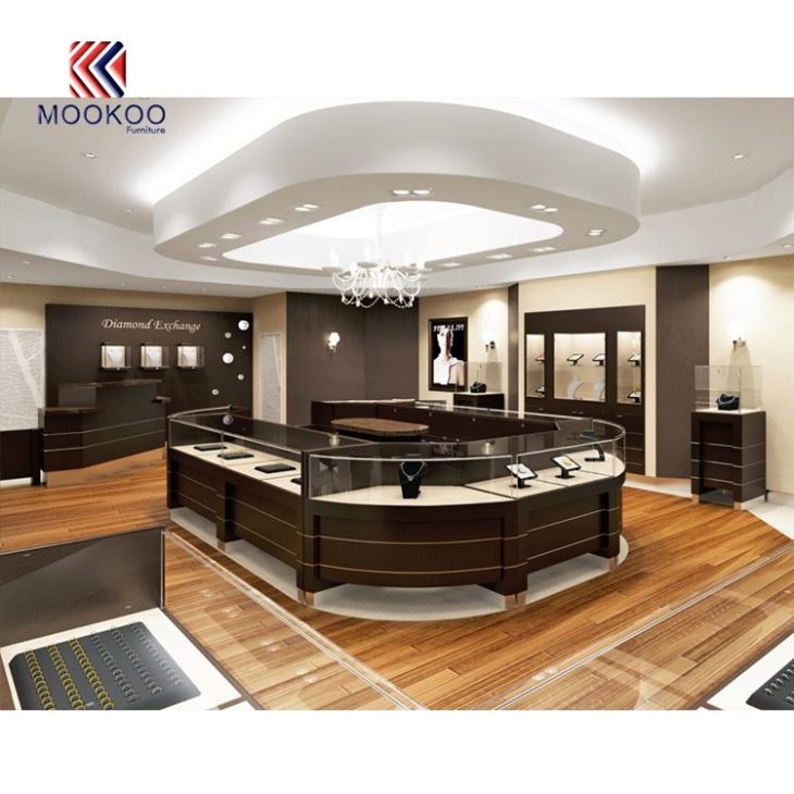 Glass Display Showcase Jewelry Metal Classic Style For Jewelry Shop