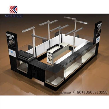 Špičkový obchodný kiosk so skleneným dizajnom počítadla pultov pre šperky